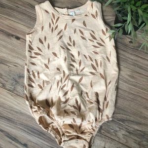 Rylee and Cru Bubble Romper Peach Brown Leaves